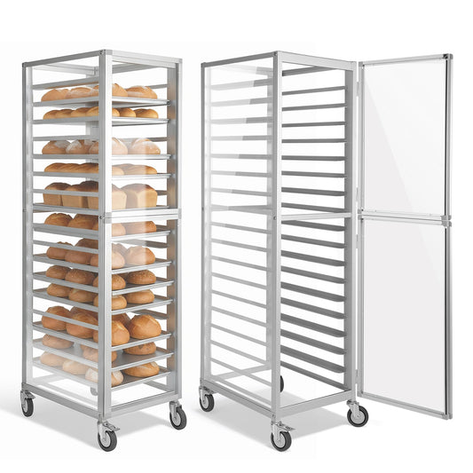 18 Tiers Commercial Bakery Cooling Rack with Wheels Heavy Duty Aluminum Bun Racks NSF Listed Bakery Cart for Kitchen Restaurant Cafeteria Pizzeria 18.5x24.6x70in