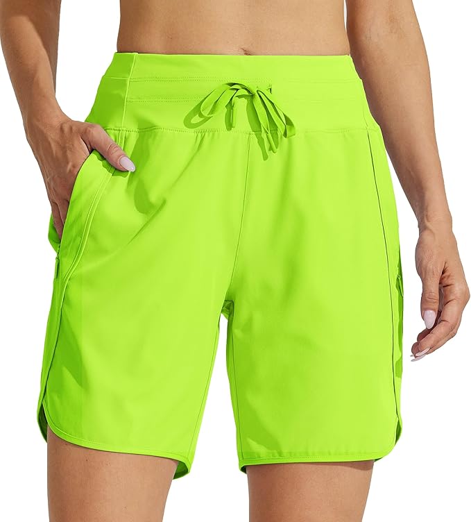Willit Women's 7" Athletic Running Shorts Long Workout Hiking Shorts Quick Dry High Waisted Active Zipper Pocket(X-Small)