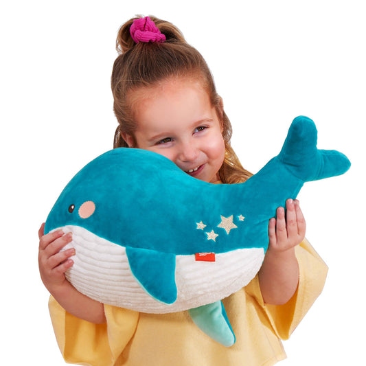 B. toys – Plush Squishy Whale– Stuffed Animal – Soft & Squishy Blue Whale – Washable Ocean Toy for Baby, Toddler, Kids– Huggable Squishies– Willow Whale0+ Months