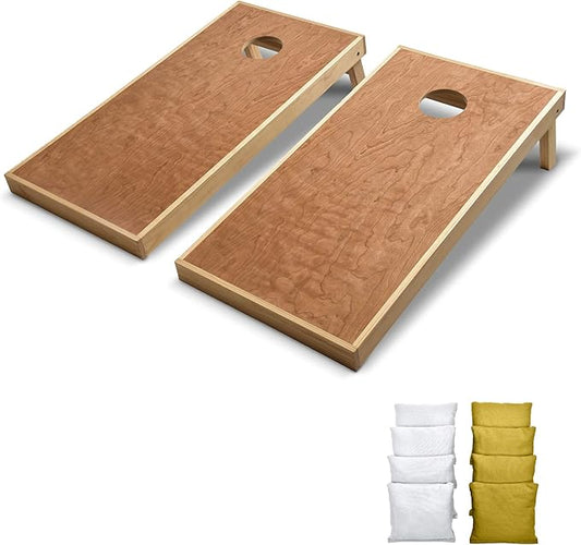 GoSports 4’ x 2’ Commercial Grade Cornhole Boards Set - Natural Wood Cornhole Boards, Choose From Different Bean Bag Color Combinations