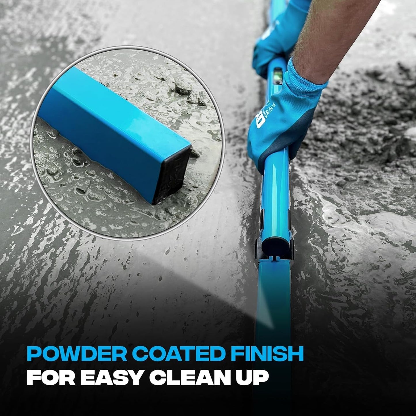 OX Tools Concrete Screed, Pro Series 96 Inch Screed with Level Vial, 8 Ft Concrete Darby, Aluminum Lightweight & Reversable Handle for Cutting and Smoothing Concrete, Powder Coated for Easy Cleanup
