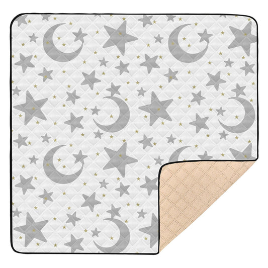 KICPOAY Baby Play Mat Stars Moon Pastel Grey 50 x 50 Playpen Mats for Floor Play Gym Crawling Mat Non-Slip Cushioned Baby Playmat for Infants, Babies, Toddlers