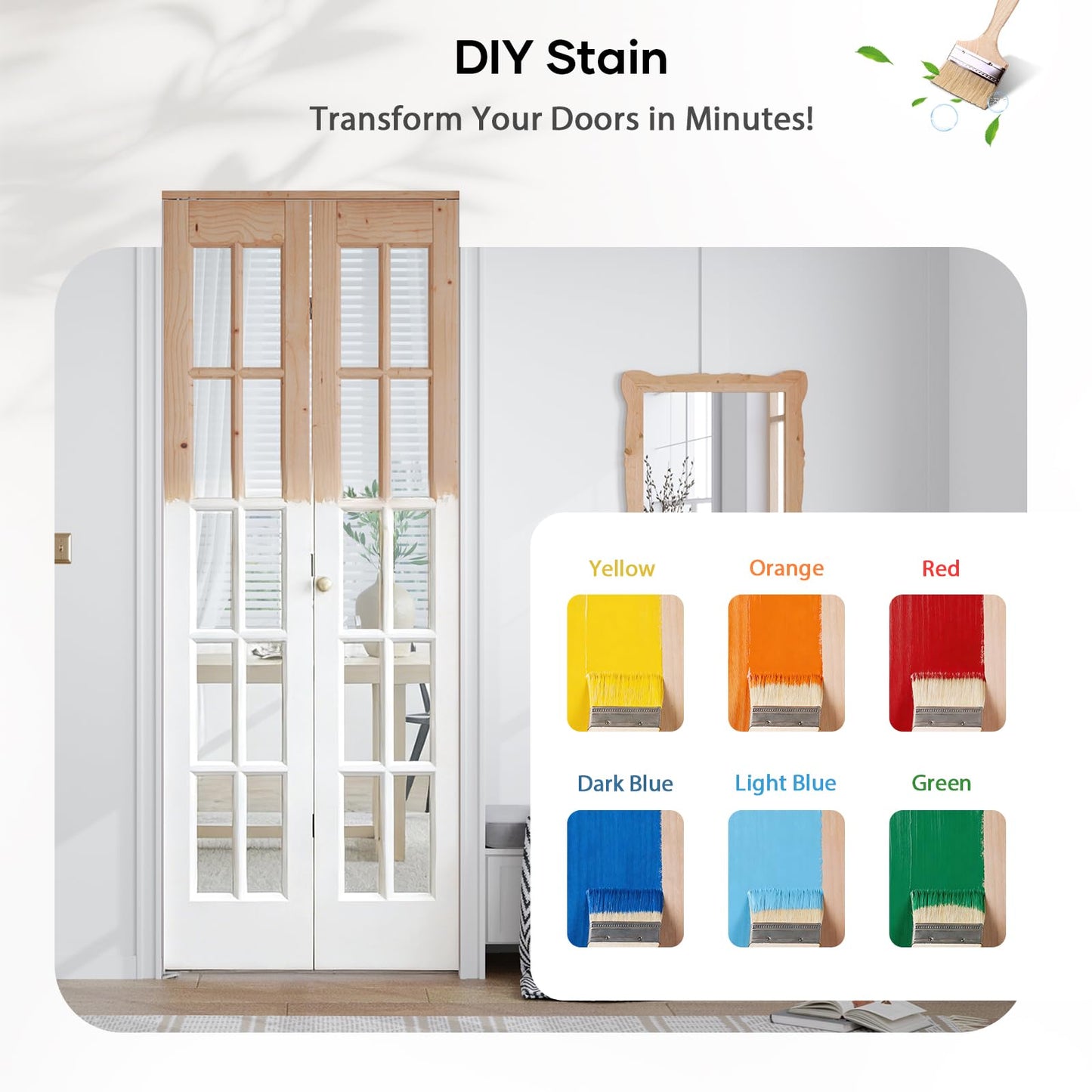 EaseLife Bifold Closet Door,for 30in x 80in (Double 15x80) Opening,French Glass Barn Doors with 2.5FT Concealed Bi-Fold Sliding Hardware Kit Included,Preassembled Door,Easy Install,DIY staining