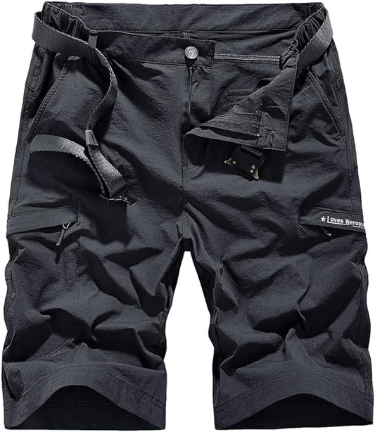 Quick Dry Hiking Shorts Men's Cargo Casual Outdoor 4-Way Stretchy Lightweight Summer Short with Multi Pockets 30-46 (No Belt)