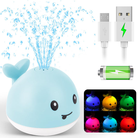 Baby Bath Toys for Kids Ages 1-3, Pool Water Toys for Baby 1 2 3 Year Boy Girl, Whale Bath Toy Sprinkler Light up Bath Toys for Babies 6-12 Months, Toddlers Bathtub Toys Baby Birthday Gifts