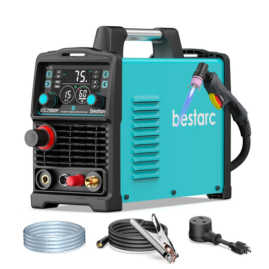 bestarc Pilot Arc Plasma Cutter, [Large LED Display][Air Sensor] 75A Plasma Cutter Machine 110/220V Dual Voltage, 1/2 Inch Clean Cut 1.2 Inch Max Cut, Post Flow Mesh, 2T/4T for Beginners DIY
