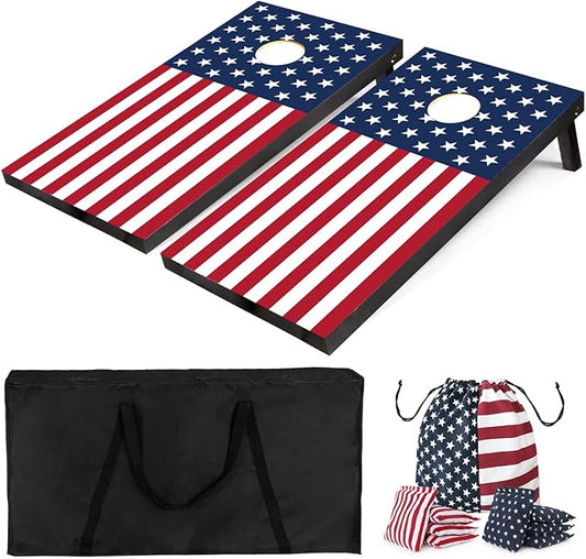 PetGirl Wood Cornhole Boards Set, Indoor & Outdoor Corn Hole Games for Adults Kids, Corn Hole Sets with Carry Case & 8 Bean Bags, Toss Game for Yard, Backyard, Beach