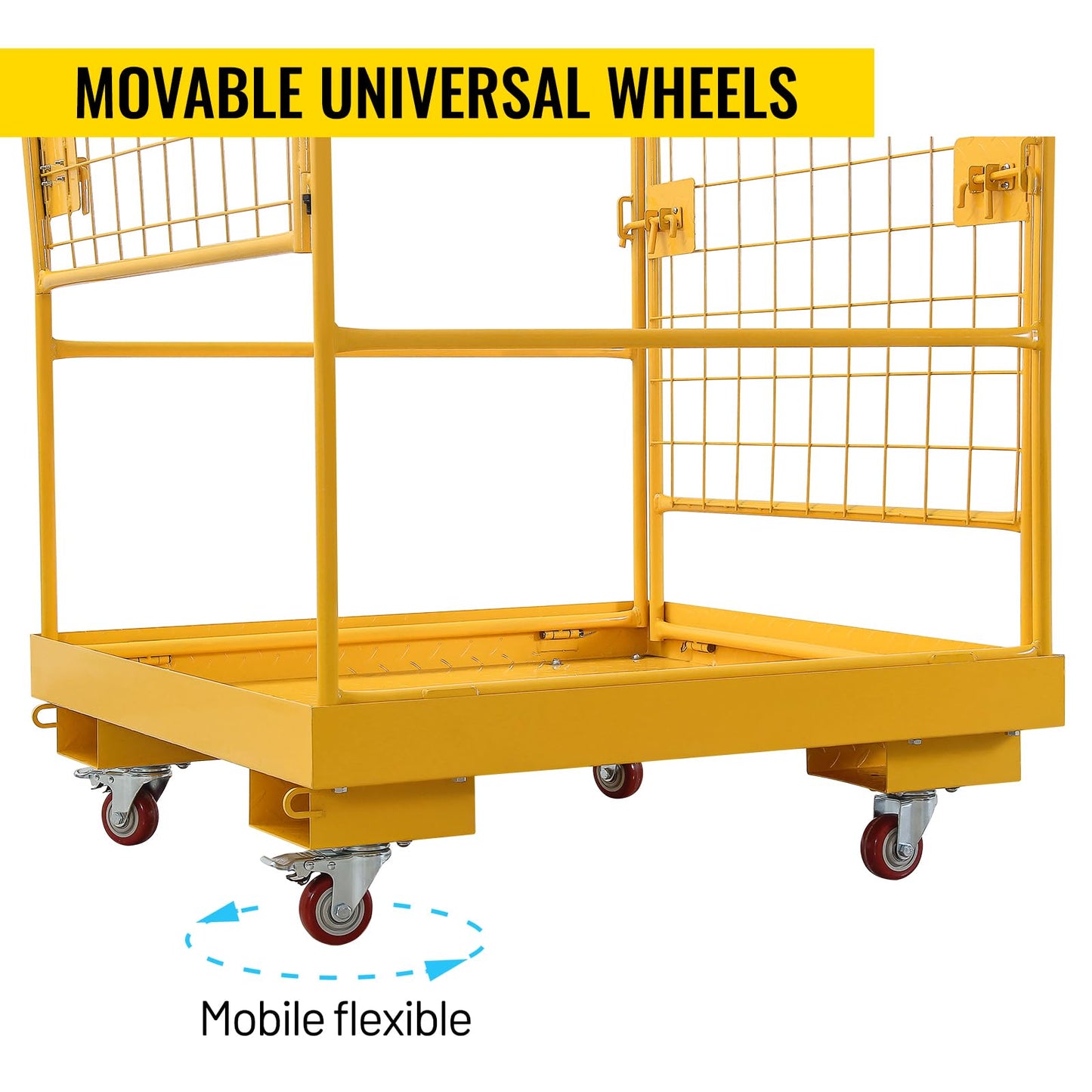 Forklift Safety Cage, Forklift Man Basket 1200 Lbs Capacity, 36 X 36 Inches Folding Forklift Work Platform with 4 Wheels, Collapsible Platform Lift Basket for Most Aerial Jobs,36"-A