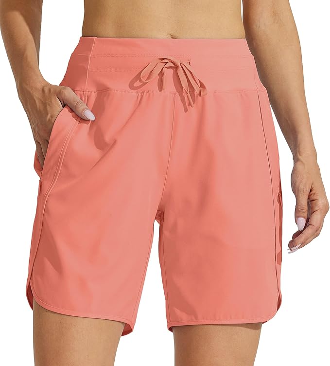 Willit Women's 7" Athletic Running Shorts Long Workout Hiking Shorts Quick Dry High Waisted Active Zipper Pocket(XX-Large)