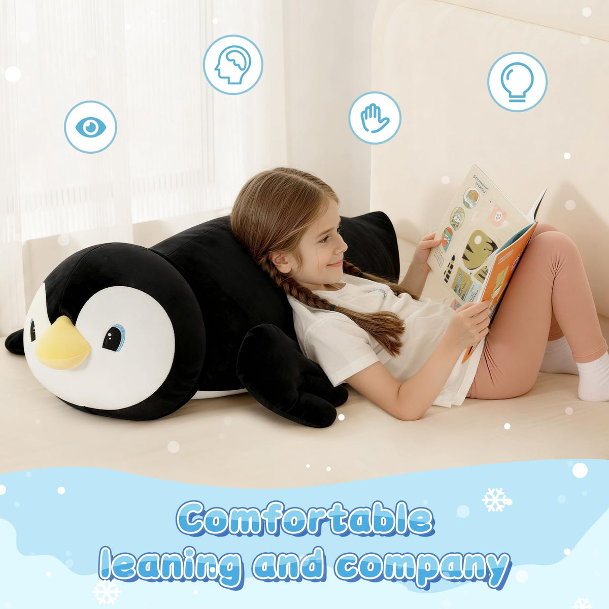 MorisMos 39.4 Inch Penguin Stuffed Animal Plush Toy, Long Penguin Plush Body Pillow, Cuddly Stuffed Penguin Plushie for Sleeping & Home Decor, Christmas Valentine's Birthday Gift for Adults & Kids