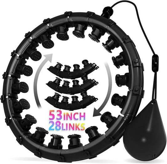 Weighted Hula Infinity Fitness Hoop for Adult Weight Loss, 2 in 1 Smart Fitness Workout Hula Circle Hoops with 28 Links(53 Inch), Exercise Fit Hoop Suitable for Women and Beginners