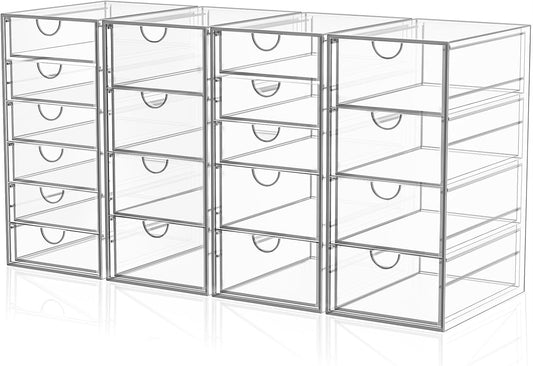 YFXCVSL Acrylic Makeup Organizer - 19 Drawer Clear Storage for Cosmetics & Beauty Supplies | Ideal for Vanity & Desk