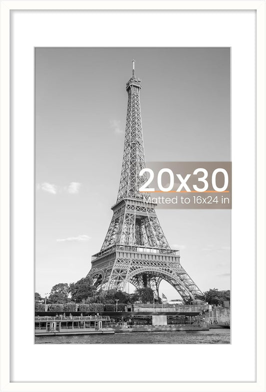 Upsimples 20x30 Poster Frame - Versatile Display for 16x24 or 20x30 Pictures | White, 1 Pack