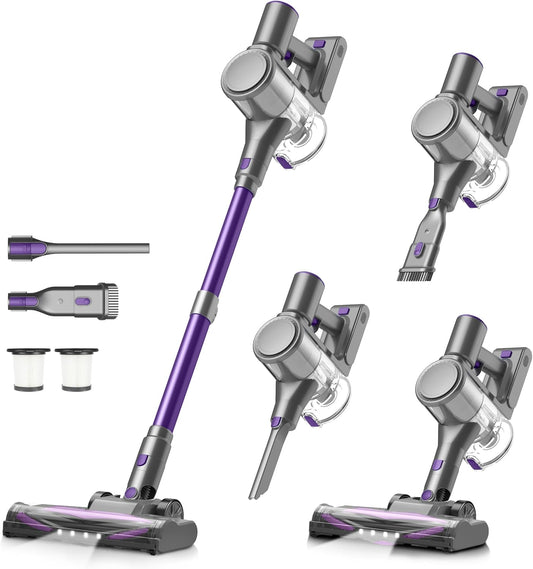 Zefiro Cordless Vacuum Cleaner - 450W Powerful Suction, 50Mins Runtime, 1.5L Dust Cup | Ideal for Pet Hair & Carpets