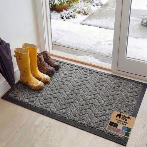 GORILLA GRIP Waterproof All-Season WeatherMAX Doormat - 34x58 Natural Rubber, Stain & Fade Resistant, Easy Clean