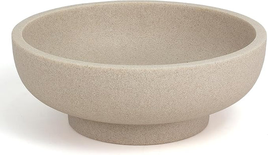 YMXYJM Large Decorative Bowl, Modern Resin Fruit Bowl for Kitchen Counter, Handmade Bowl for Home Decor, Stylish Key Bowl for Entry Table & Shelf, Artificial Stone Beige