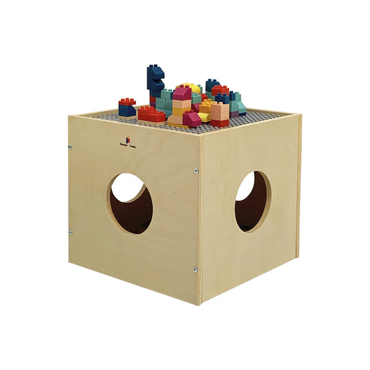 Damoch Family® Multi-Functional Wisdom Play Cube - Kids Play Table, Activity Center, Cube Toy, Toy Box Storage Organizer, Bedside Table & Cat Hideout |1.1 Pound Building Blocks & Base Plate Supplied