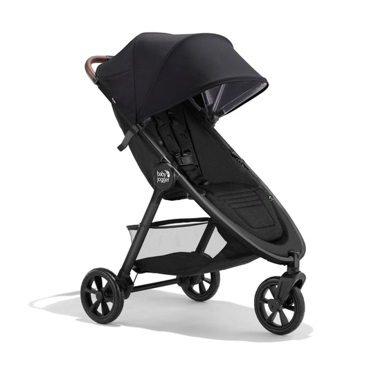 Baby Jogger® City Mini GT3 All Terrain Baby Stroller with Forever Air Rubber Tires, All Wheel Suspension, Lightweight Stroller with Magnetic Buckle, No-Rethread Harness, and Foot Brake, Rich Black