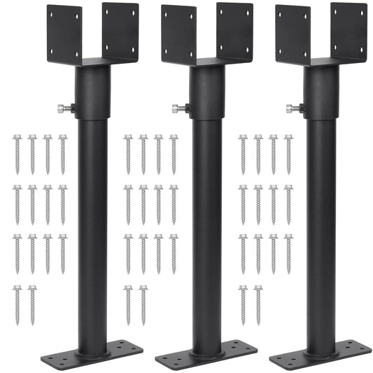3 Pack 304 Stainless Steel 3.6" Heavy Duty Saddle Roof Riser for Patio Pergolas, 18-1/4" High (Black)