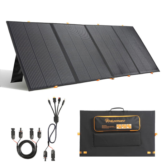 400W Portable Solar Panel,Foldable Solar Panel Power Backup,36V Output Solar Charger for Power Station Off Grid Outdoor Activities, RV, Marine,Camping, Solar Generator, IP67 Waterproof