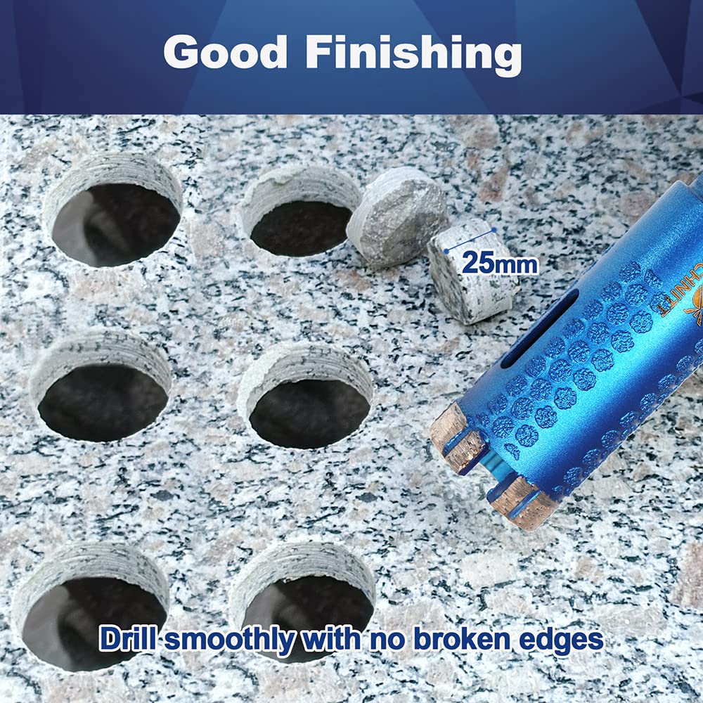 Diamond Core Drill Bit Set - BRSCHNITT Laser Welded Granite Hole Saw with 5/8-11 Thread for Granite Marble Solid Block Stone Reinforced Concrete,Dry or Wet Drilling (20/35/45/50mm+Adapter)