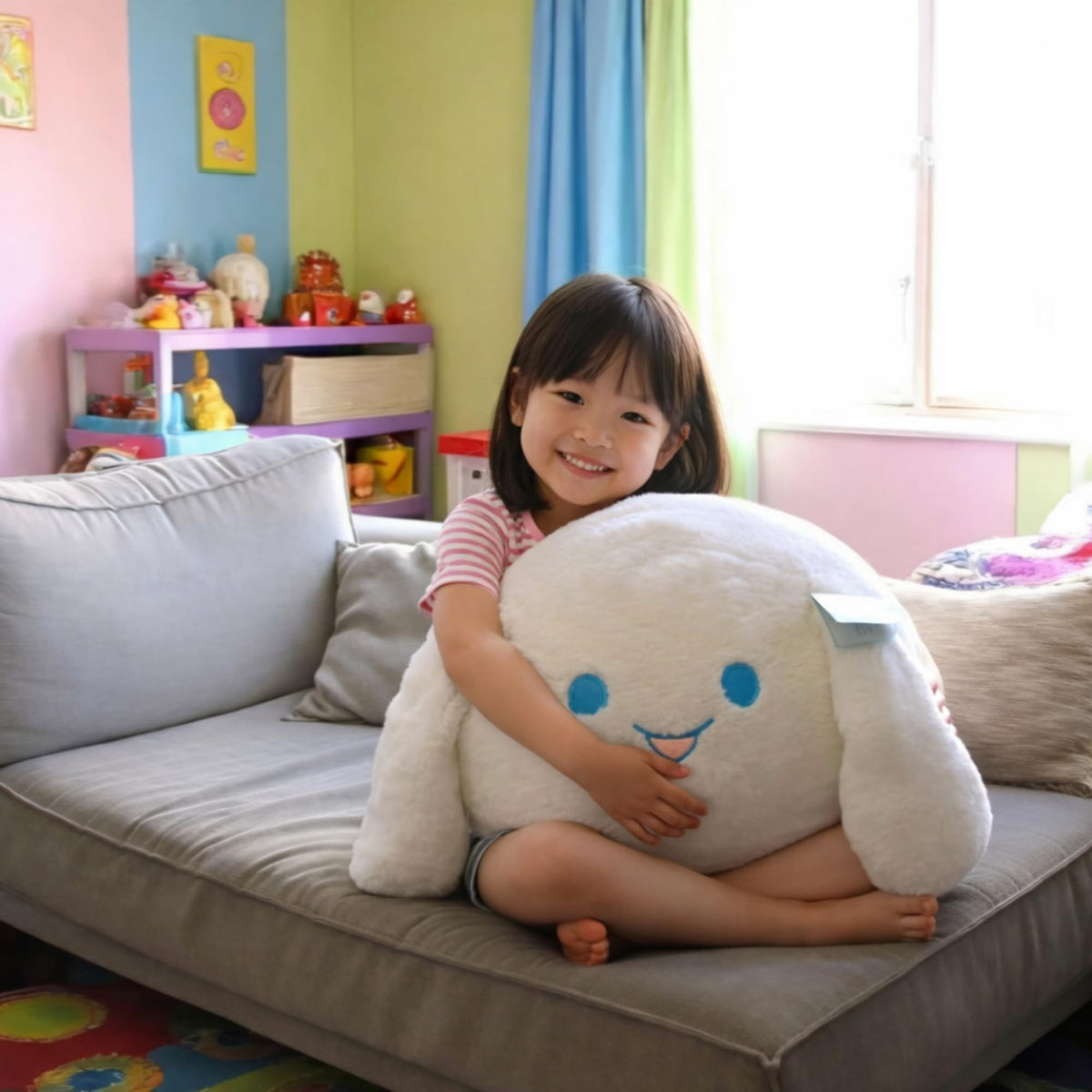 WORLD OF PLUSH 29 Inch Giant White Rabbit Plush – 3.6 lb Oversized Squishy Stuffed Animal Pillow, One of The Largest Bunny Plush Toys for Bed & Dorm, Cute Kawaii Room Decor Gift