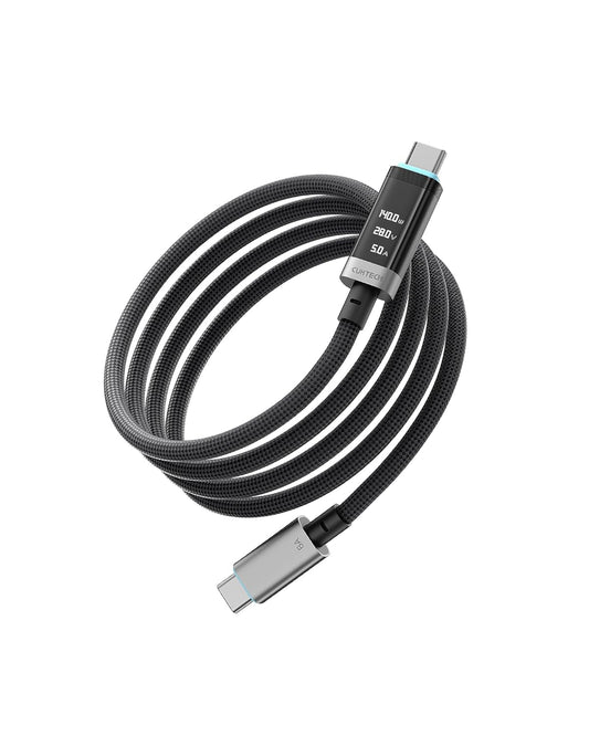 240W Display(1 Pack, 6.6ft), 6A 3.1 17/16/15 CUKTECH USB C to USB C Cable with OLED PD Fast Charging USB-C Cord