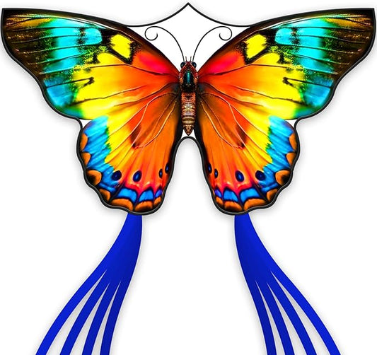 Butterfly Kites for Kids and Adults,Extremely Easy to Fly for Beginners,Single Line String with Tail for Beach Flying Kites for Outdoor Trip Park Family Game(Flower Splendour Butterfly)