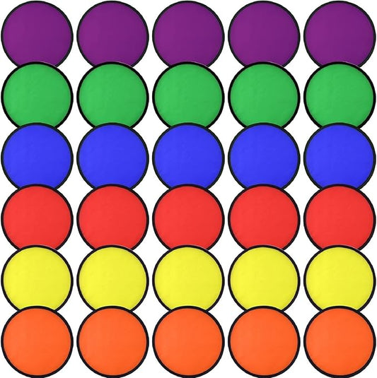 Mototo 30 Pieces Foldable Flying Disc Fans with Bag Folding Pocket Toy Set for Kids Fun Birthday Party Favors Summer Outdoor Activity Game Halloween Christmas, 6 Colors (Colorful 1)