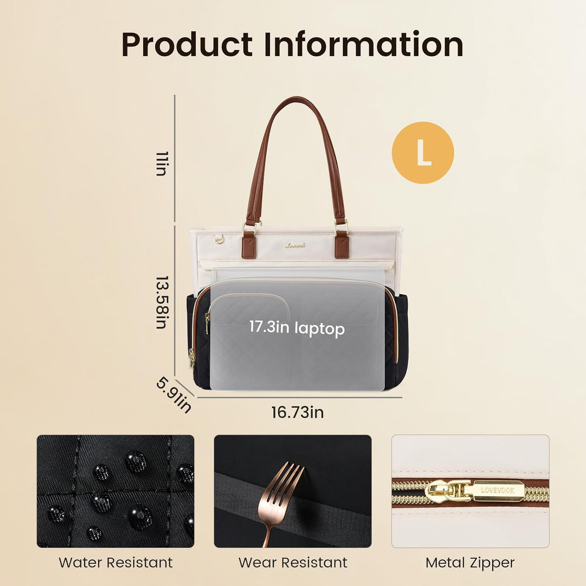 LOVEVOOK 17.3 Inch 17.3 Inch Tote Bag for Women, Nurse Bag with Large Cup Holder, Large Capacity Teacher Tote