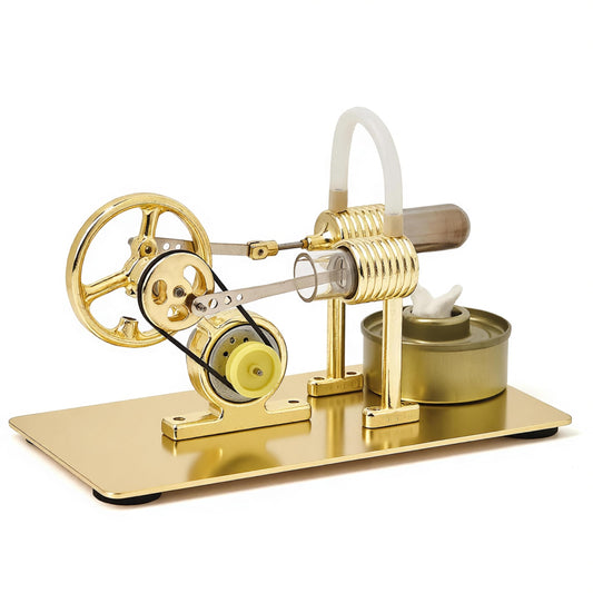 Xnrmevkh Hot Air Stirling Engine Motor Colorful LED Light Sterling Generator Model Golden