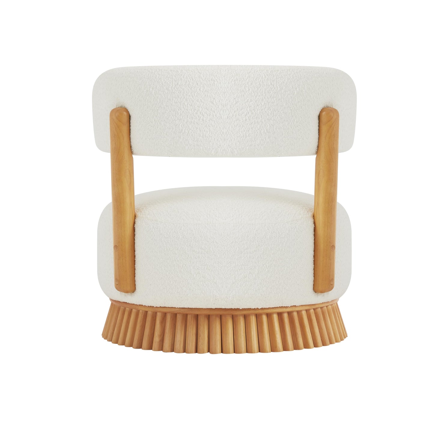 Christopher Knight Home Eloise Modern Accent Chair for Living Room, Boucle Upholstered Single Lounge Sofa Chair with Wooden Frame, Comfy Reading Chair for Bedroom, Light Beige+Natural