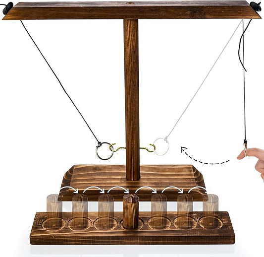 Ring Toss Game for Adults, Wooden Hook and Ring Game Handmade for Bars, Home, Party, Yard Games, Outdoor Indoor Games for All Ages, Large Size 16" X 13"