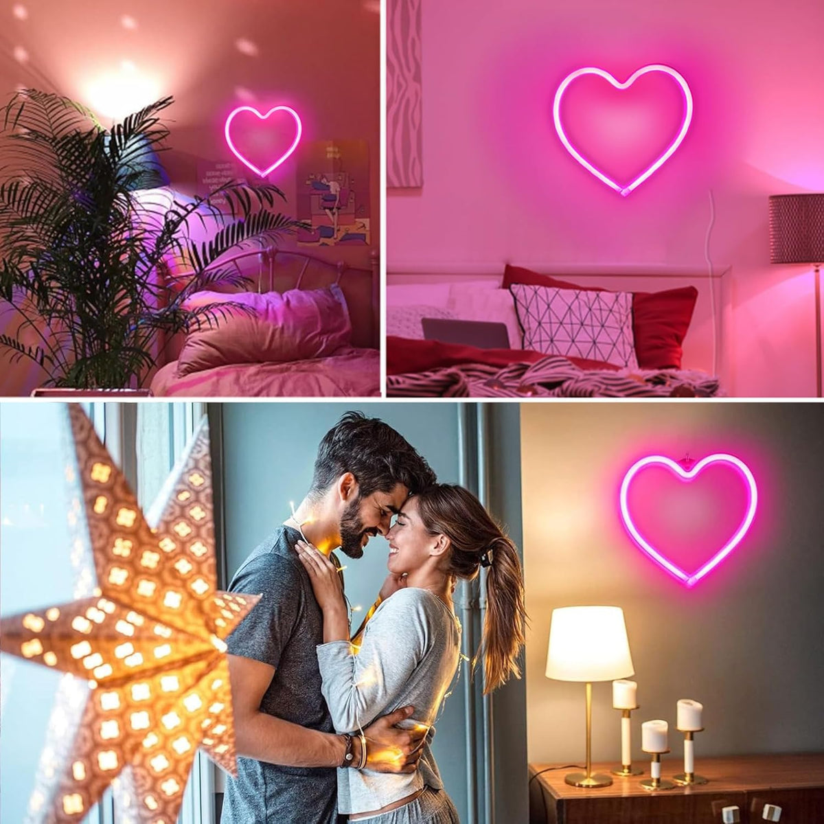 Skiennix Pink Heart Neon Sign - Battery Operated LED Heart Light for Valentine's Day Decor | Perfect Gift for Wife, Anniversary, or Mother's Day