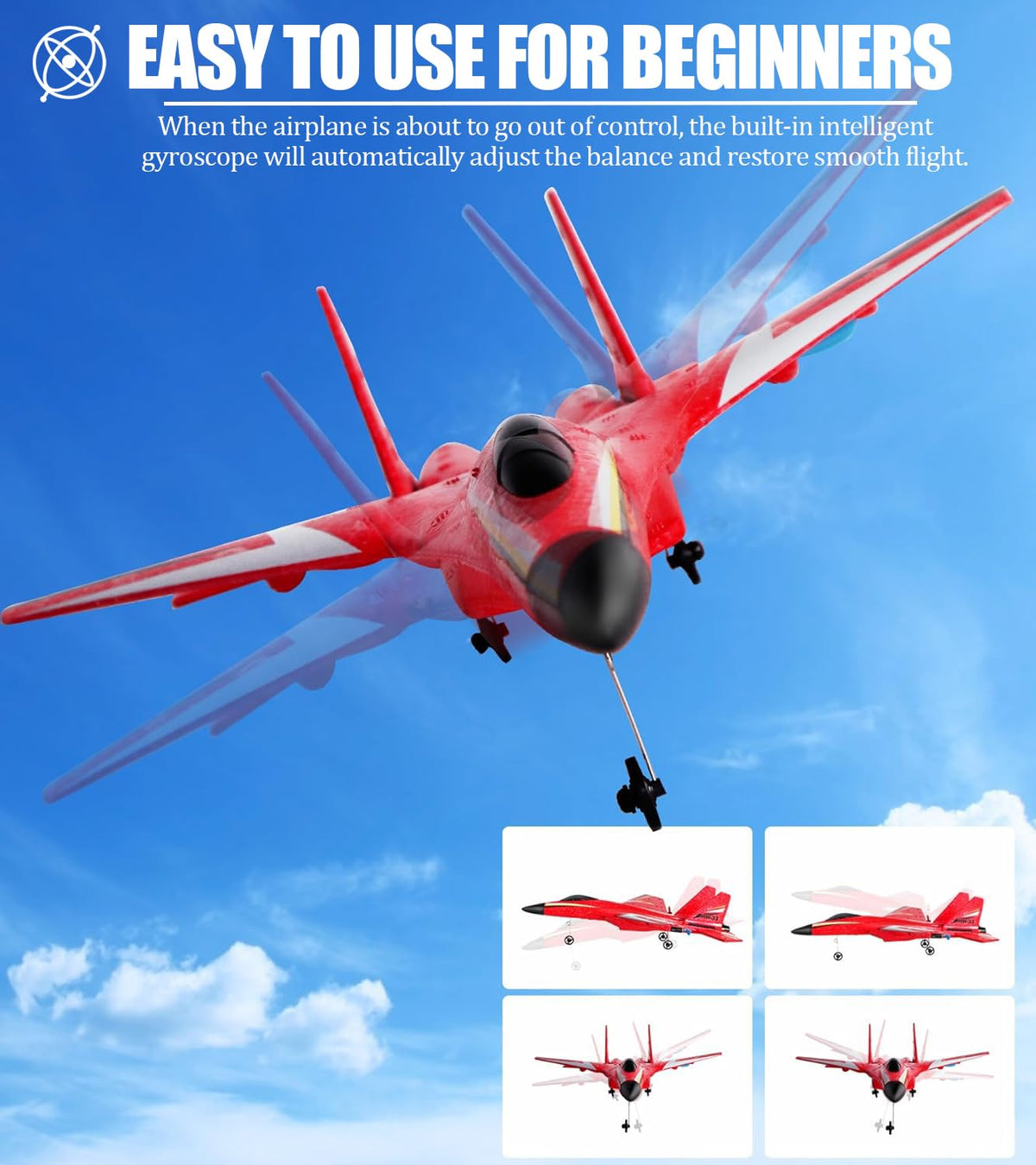 crohorizon Remote Control Airplane for Ages 14 Years and Up, 2 Channels Foam RC Planes Jet Wireless Toy,Hobby RC Aircraft Glider for Beginners Teen Adult Red