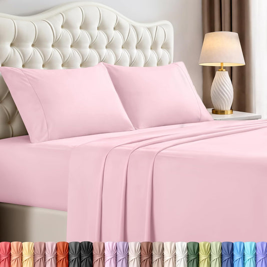 Utopia Bedding California King Sheet Set - Soft, Breathable Microfiber, 4-Piece in Crystal Pink