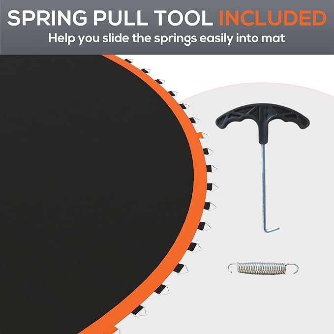 Soozier Trampoline Replacement Mat, Fits 12' Trampoline with 72 V Hooks, 5. 5" Springs, Trampoline Mat with 8 Rows of Stitching, Spring Pull Tool Spring, Frame not Included