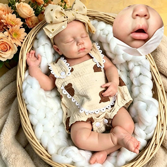 Yokyyi 18 inch Silicone Baby Doll Lifelike Reborn Dolls Full Body Eyes Closed Sleeping Realistic Handmade Girl Mouth Opened for Kids Ages 3+ & Collectors