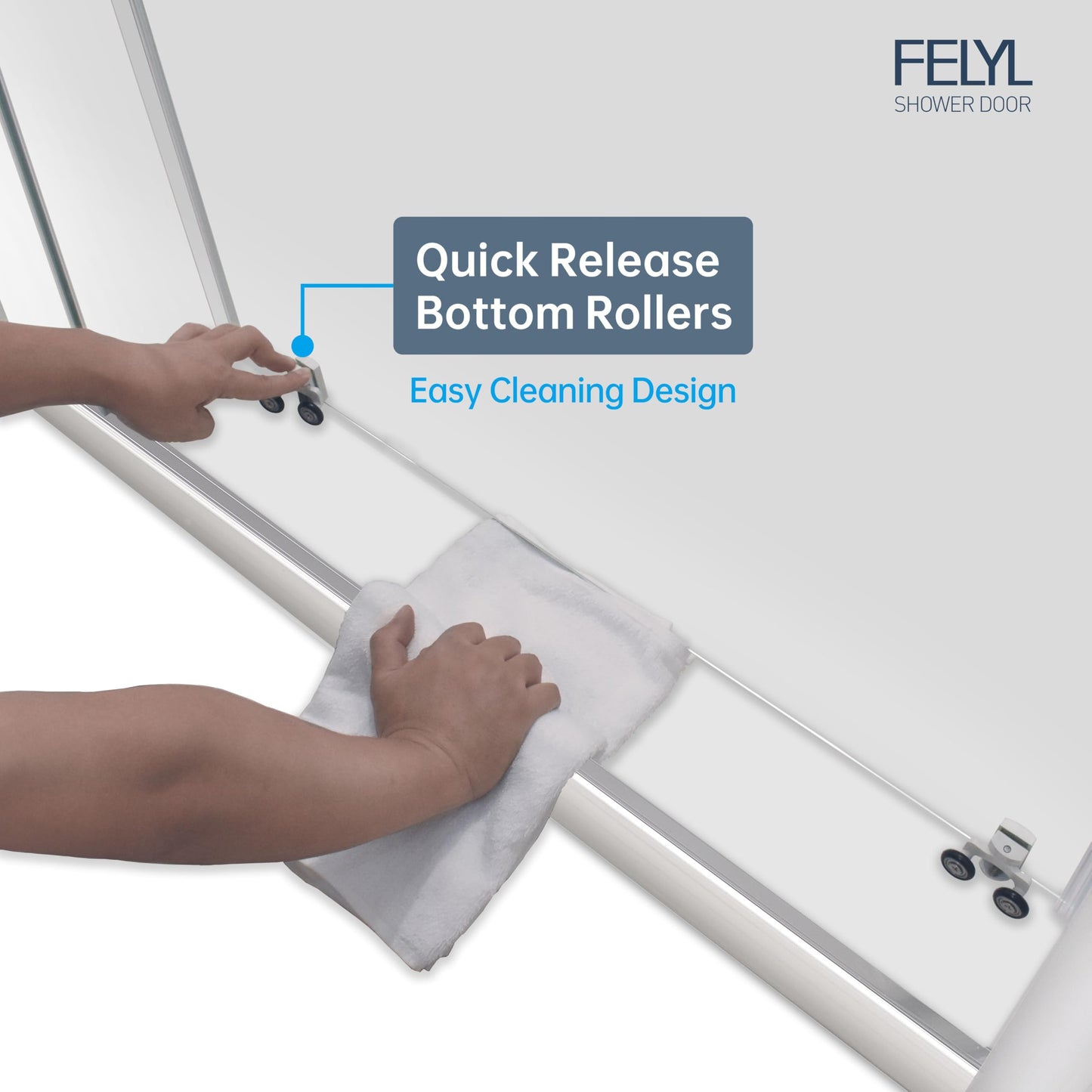 FELYL Sliding Shower Door 43-48" W x 72" H, Chrome Finish, Single Sliding Door, Clear Glass, Framed, 1/4" (6mm) SGCC Tempered Glass, Reversible Installation
