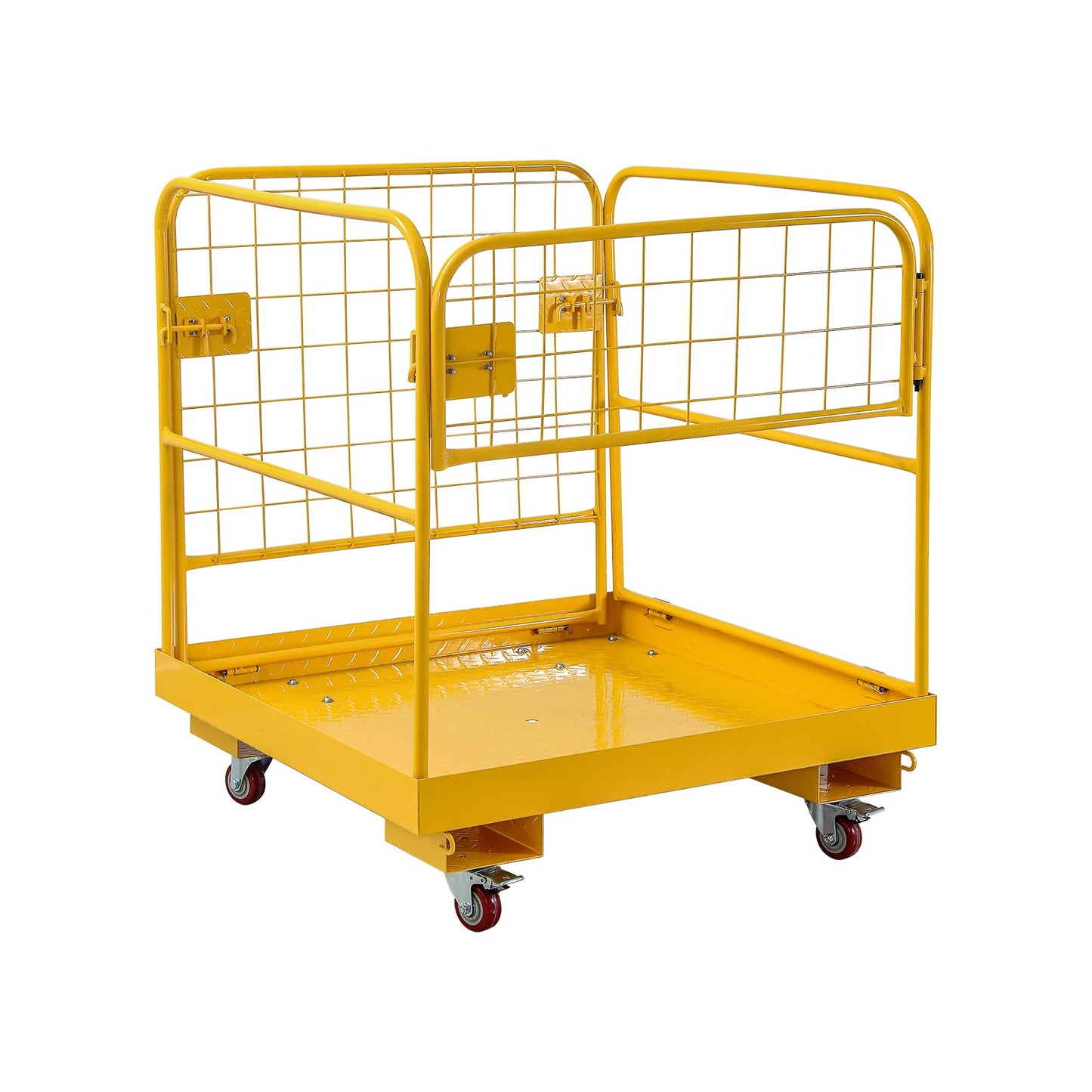 Forklift Safety Cage, 1200 LBS Yellow Capacity Forklift Work Platform with Safety Harness, Collapsible Lift Basket Aerial Platform for Lifting Loader,36"-A