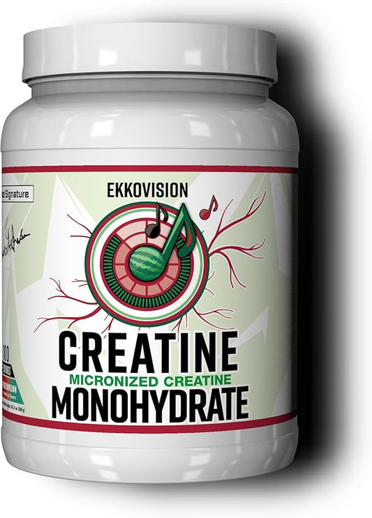 Ekkovision Creatine Monohydrate Powder, Micronized, Sour Watermelon, Pre & Post Workout Supplement for Men and Women, Energy Support, Easy to Mix in Shakes, Smoothies & Beverages, 100 Servings