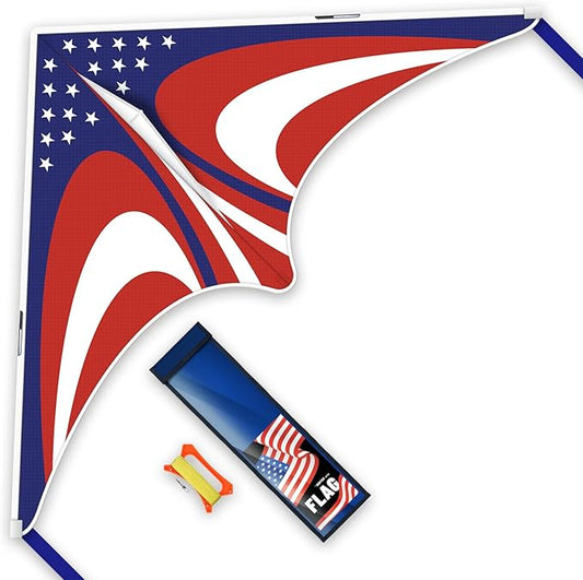 Delta American Flag Kite for Easy to Fly Beach Kite for Fun Family Activities, Kites for Adults and Kids Ages 8-12 (American Flag red Blue)