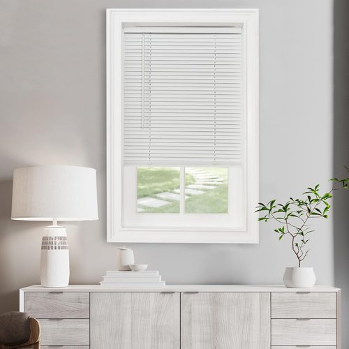 Achim Home Decor Cordless Mini Blinds - Light Filtering, 46" W x 64" L, Pearl White - GII Morningstar Horizontal