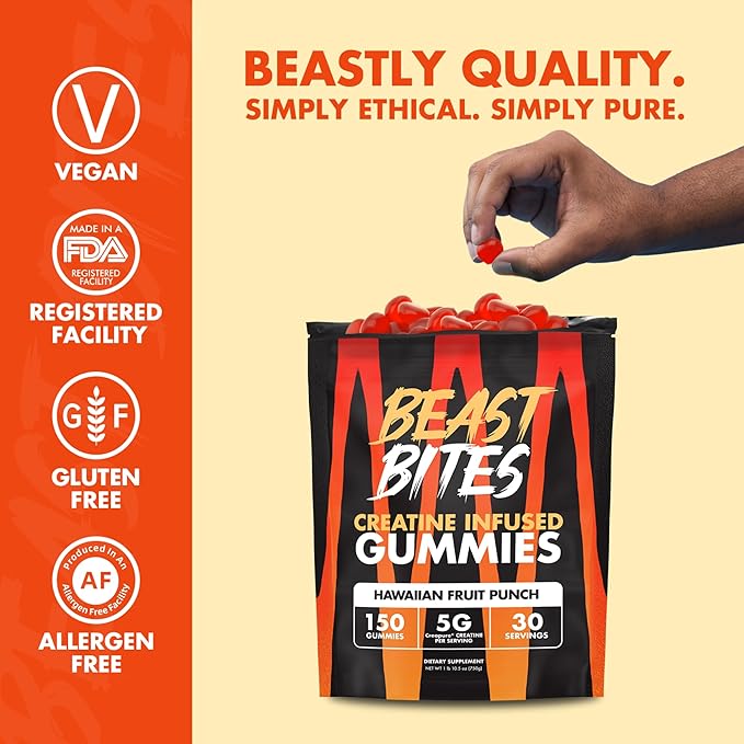 Creatine Infused Gummies - 5g Creapure Creatine Monohydrate Per Serving - NSF Certified for Sport - 30 Servings
