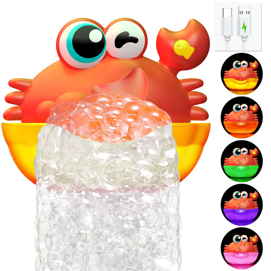 Bath Toys for Kids Ages 1-3,Light Up Baby Bath Toys Crab Bubble Maker with Colourful Light Toddler Bathtub Birthday Gifts Easter Stocking Stuffers for Boys Girls Aged 1-3 2-4 3-5