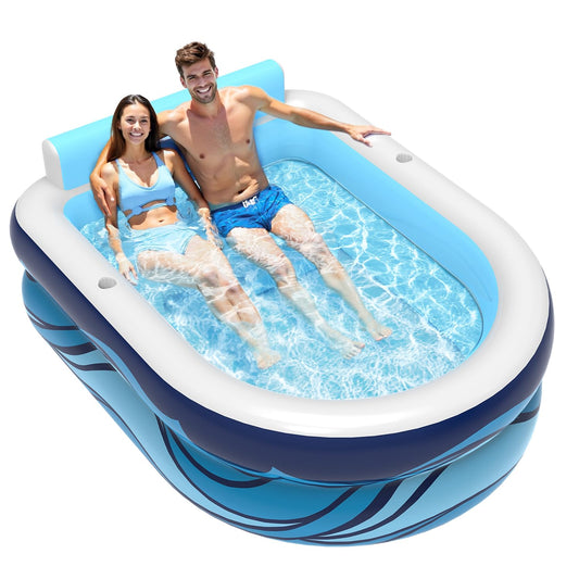 VISTOP Inflatable Pool for Adults or Kids with Seats/Cup Holders Large Thickened Large Toddlers Cool Swimming Pool Family Summer Blow Up Water Pools for Outdoor, Water Party, Garden SPA Tub