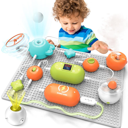 RISUNTOY Electronic Circuit Building Blocks STEM Toy, 31PCS Circuit Modules Fan RGB Light, 118 DIY Projects No Welding Tool-Free Science Kit, Educational Physics Gift for Kids Boys Girls 3-12