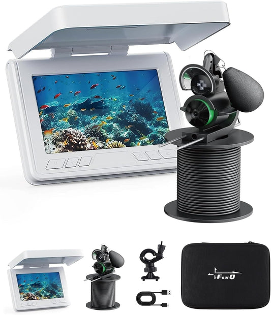 220 4.3" 5000mAh 65ft (65FT) FourQ Underwater Fishing Camera, Ultra-Wide Angle Video Fish Finder with HD LCD Monitor