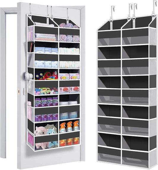 UVIAHOMI Heavy Duty Over The Door Organizer 5 Tiers, Extra Large Behind Door Storage of 10 Front & 10 Mesh Pockets, 80lb Weight Capacity, Hanging Doors Storage for Closet Bedroom Nursery, Dark Gray