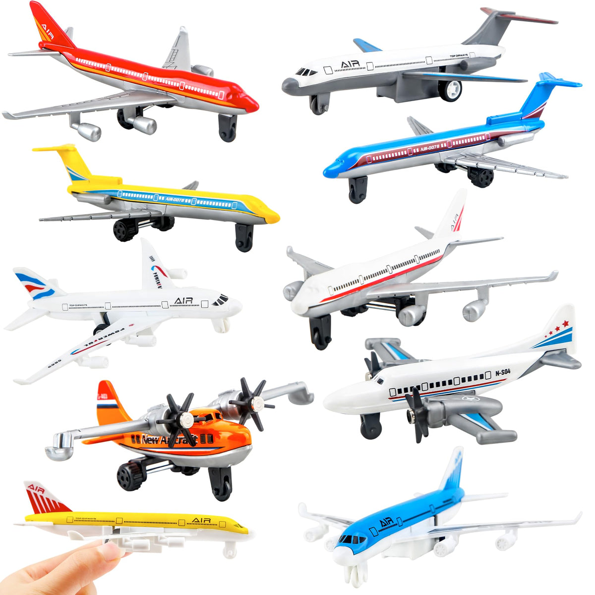 10 Pack Toy Airplanes Diecast Pull Back Airplane Toys Alloy Planes Model for Kids Birthday Children's Day Gifts Classroom Rewards Airforce Party Favors